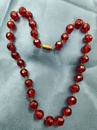 Vintage Art Deco Faceted Cherry Red Glass Bead Necklace - Etsy