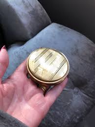 Original Vintage Gold Effect Circular Powder Compact ...