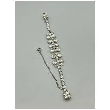 Vintage Rhinestone Bracelet With Safety Chain Prong Set ...