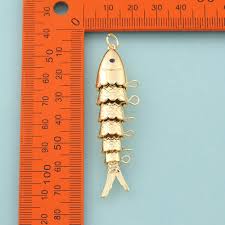 Gold Movable 3D Articulated Fish Charms,marine Life Jewelry ...