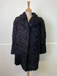 Genuine Black Astrakhan Fur Coat, Perfect Condition, Size M ...