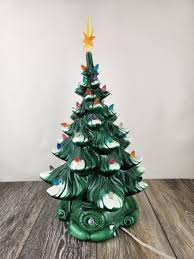 Vintage 18" Ceramic Christmas Tree Lighted Holiday Lamp with ...