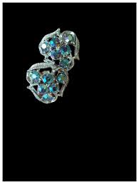 Vintage Silver Tone Aurora Borealis Rhinestone Earrings. For ...