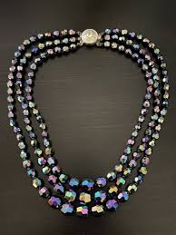 Vintage Graduated Faceted AB PEACOCK Crystal Art Glass ...