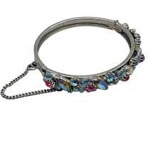 Florenza Vintage Cornflower Blue Enamel Pink Aurora Borealis ...