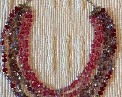 Crystal Necklace Pink Purple Vintage - Etsy