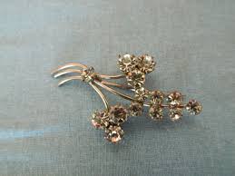 Vintage SPRAY BROOCH Floral Clear Rhinestone Silver Tone Metal Granny Core | eBay Australia