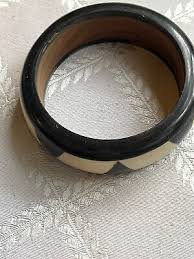 Vintage Art Deco Bangle Bracelet With Black Brown and Cream ...