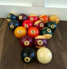 Vintage Pool Billiard Ball Set Bakelite Tested Includes Cue ...