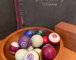 Vintage Striped Billiard Cue Ball, Game Room Sports Decor (2 ...