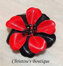 Vintage Flower Brooch, Flower Metal and Enamel Brooch, Pin ...