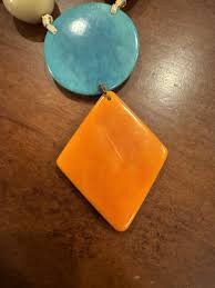 Tagua Nut Colorful Beaded Statement Necklace Button Hook Clasp Drop Pendant Fab! | eBay