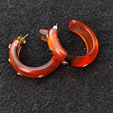 Resin Hoop Earring Resin With Black Onyx Gemstone Earring ...