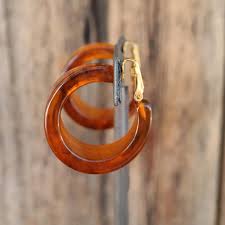 70s 80s Clip on Earrings | Chunky Gold Tone and Brown Faux ...