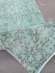 Vintage Turkish Runner Rug: 2x7 Green Oushak Wool Rug - Etsy ...