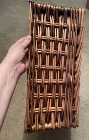 Large Vintage Rectangle Basket 21x16x7" Wicker Woven Cane ...