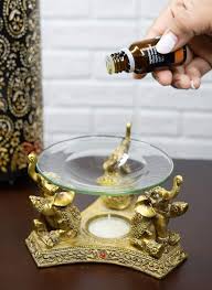 Ebros Feng Shui Trio Golden Triple Elephant Oil Burner Home ...