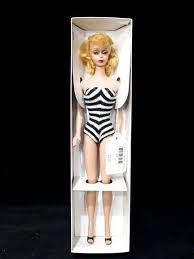 Barbie - Vintage Lemon Blonde Barbie in Black and White Bathing Suit Circa 1961 , Doll - Bunting Online Auctions