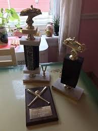 Lot of 3 Vintage 80's Trophies ~ Derby and Baseball | eBay
