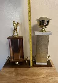 2 Vintage 1970's Baseball Trophy Wooden Base - Little League ...