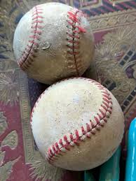 Buy Vintage Pair Baseballs Old Age Worn Used Leather Game ...
