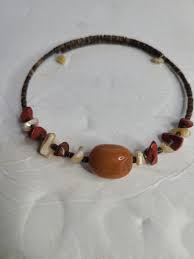 Vintage Boho Beaded Stone and Shell Necklace | eBay