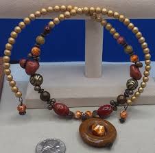 Bead Choker Pendant Necklace Memory Wire art/crafts brass ...