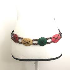 Women's Belt One Size Brown Green Gold Coconut Shell Boho ...