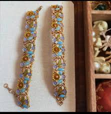 Monet Garden Inspired Square Bead Enamel Bracelet with Floral Bee Motif | eBay