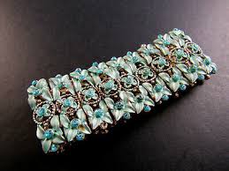 VINTAGE WIDE BLUE STRETCH BRACELET (D14) | eBay