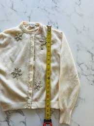 Embroidered 1950's Cardigan Sweater Floral Kittn'Gora Wool ...