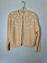 50's- 60's Beaded Cardigan Sweater~ Cream off White~ Milk White Glass Beads~ Pinup Rockabilly True Vintage Womens Fashion/size Med - Etsy New Zealand