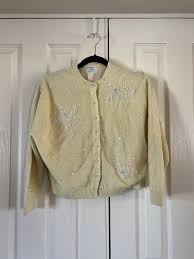 vintage cardigan sweater womens 50s Bima Knits Beaded Embellished Cocktail Party | eBay Australia