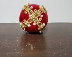 Red Satin Ball and Gold Trim Christmas Ornament - Etsy
