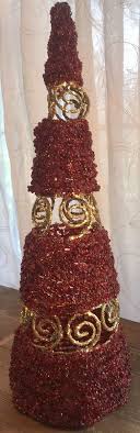 Vintage Red Bead And Glitter Metal Wire Tabletop Christmas Tree Decor 18” Tall | eBay