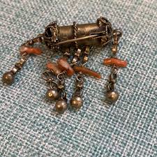 Vintage 50's Nepali/Bedouin Silver Coral Barrel Shaped ...