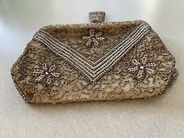 Vintage Beaded Clutch Purse BELGIUM, Silver micro beads,pearls,rhinestones | eBay