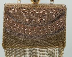 Luxury Beaded Evening Clutch With Rhinestone Handle | Bridal, Prom & Party Purse | Gold, Silver, Rose Gold Beaded Handbag With Fringe - Etsy