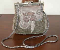 LARISA BARRERA FLORAL EMBROIDERED/BEADED GRAY SMALL EVENING ...