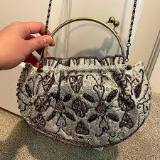 Bags | Nwot Vintage Style Beaded Purse With Brass Colored Handle And Removable Strap | Poshmark