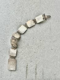 Antique Handmade Sterling Silver Jade Floral CANNETILLE 7.25” Bracelet | eBay