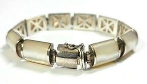 Sterling Silver Mother of Pearl Panel Bracelet 7 1/4" | eBay