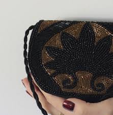 Vintage Handmade Beaded Bag Sparkly Elegant Delicate Black ...