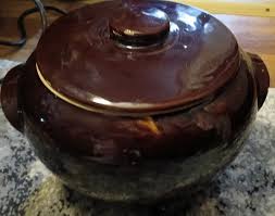 Vintage Brown Glazed Stoneware Bean Pot with Lid Made in USA Farmhouse Decor | eBay