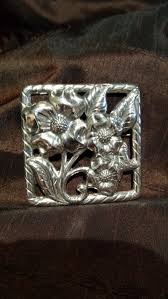 Sterling Silver Vintage Square Flower Brooch - Etsy
