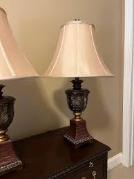 Set of 2 Contemporary Brown Table Lamps | Chairish