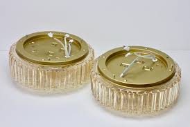 Pair of Limburg 1970s Organic Textured Amber Toned Ice Glass ...