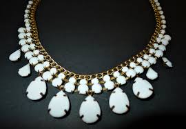 Beautiful Vintage Milk Glass Prong Setting Necklace From the ...