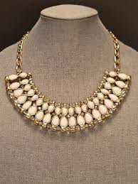 Luxury Faceted Bib Style Necklace Glass Acrylic & Goldtone ...