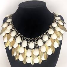 Multi Layer Necklace Choker Bib Gold Tone Metal Leaves ...
